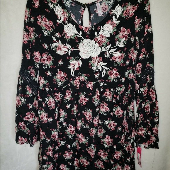 Xhilaration Black and Pink Floral Kids Dress - Picture 2 of 6